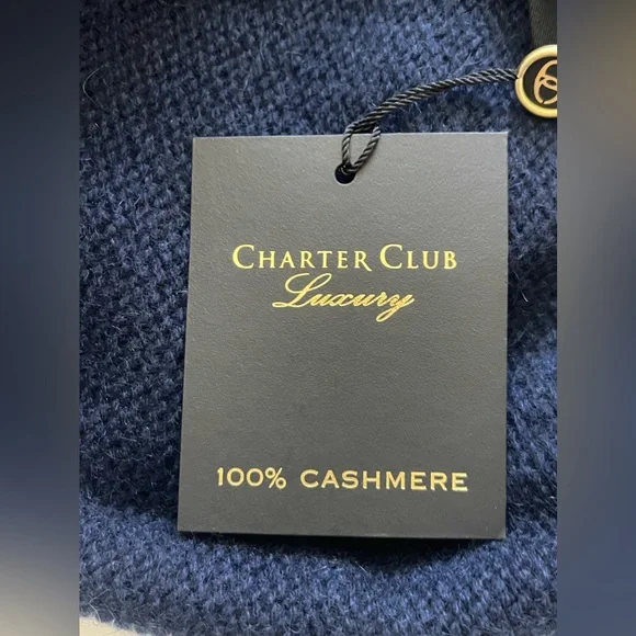 Charter Club Cashmere Cuffed Beanie Hat Women's One Size Navy 100% CASHMERE - Picture 8 of 11